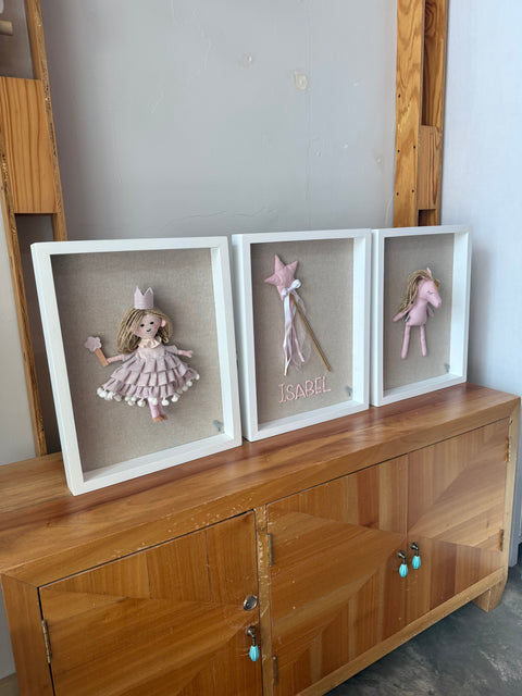 Set de 3 cuadros: Princesa, Varita y Unicornio
