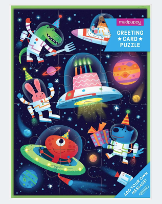 Tarjeta de regalo Cosmic Party Greeting Card Puzzle